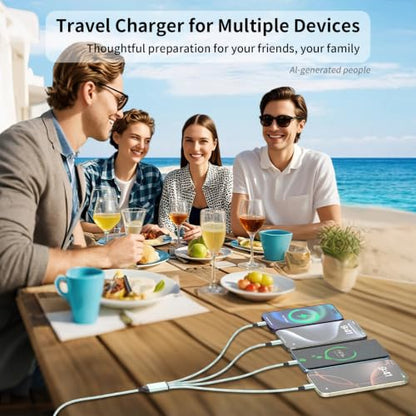 4 in 2 Multi Charging Cable, USBA/C Universal Charging Cords 2 Pack 5FT - color: Mint Green &Sliver