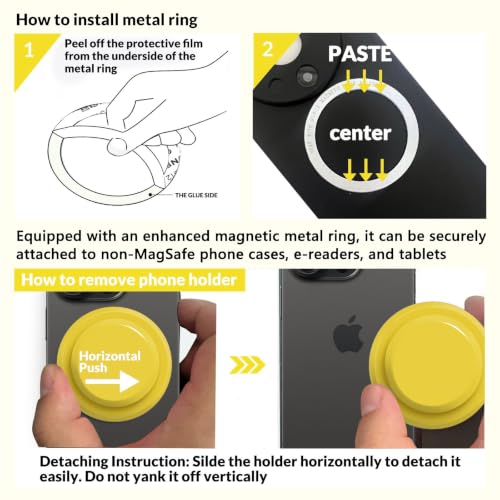 for MagSafe Phone Grip,Soft Silicone Magnetic Collapsible Cell Phone Finger Grip for iPhone 17/16/15/14/13,12 and Smartphones Tablets - Yellow - color: Yellow