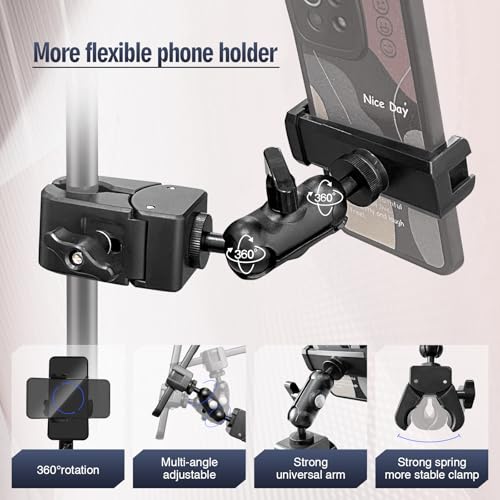 ROCKFREE Clip Phone Holder,Universal Arm,Clamp Mount for Hanldle Bar,Desk - style: 3.94" Aluminum Arm Phone Holder
