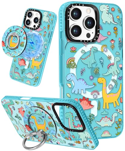 Lotadilo for iPhone 16 Pro Case Compatible with Magsafe Ring Holder Stand - for Women Dinosaur Design TPU Phone Cover for Girls Girly Funny Fashion - color: Dinosaur, size: for iPhone 16 Pro