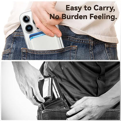 Magnetic Wallet Cell Phone Card Holder for Phone Case with Mag-Safe | Stronger Magnetic RFID Leather Phone Wallet Stick on Series of iPhone 17/16/15/14/13/12 and Pro/Promax, White - color: White, size: 1 Pack