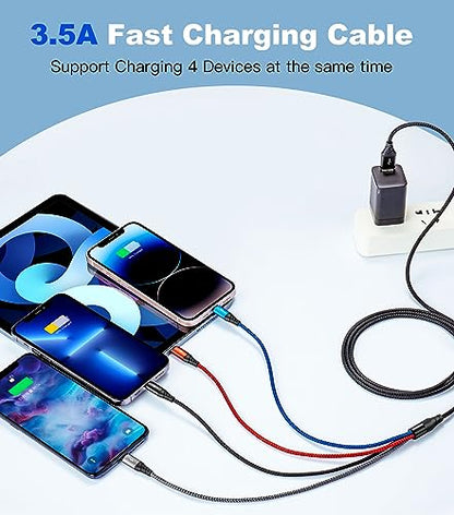 Multi Charging Cable [2Pack 6ft] Fast USB Charger Cord 3.5A Braided 4 in 1