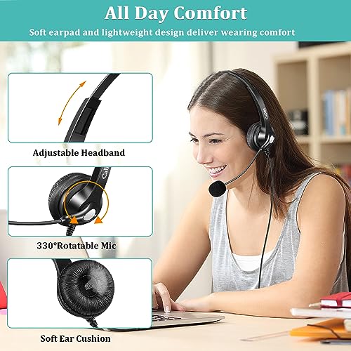 Callez 3.5mm Headset with Microphone Noise Cancelling for Cell Phone PC - color: Gray-Binaural