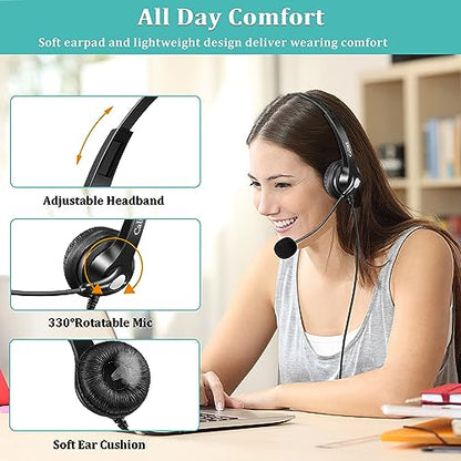 Callez 3.5mm Headset with Microphone Noise Cancelling for Cell Phone PC - color: Gray-Binaural