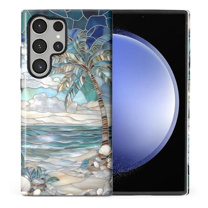 Case for Samsung Galaxy S23 Ultra,Anti-Scratch Full-Body Cover Shockproof Slim Design Case,PC Hard Shell & Silicone Inner Bumper -Beach Palm Tree - color: Beach Palm Tree, size: Galaxy S23 Ultra
