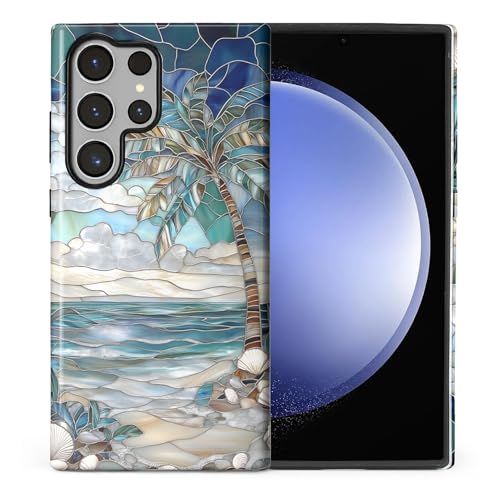 Case for Samsung Galaxy S23 Ultra,Anti-Scratch Full-Body Cover Shockproof Slim Design Case,PC Hard Shell & Silicone Inner Bumper -Beach Palm Tree - color: Beach Palm Tree, size: Galaxy S23 Ultra