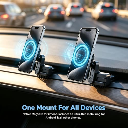 Phone Mount Designed for Tesla Model 3 (2017-2022) Model Y (2020-2023), Magnetic Phone Holder Compatible with MagSafe for iPhone 17 16 Pro Max Plus 15 14 13 12
