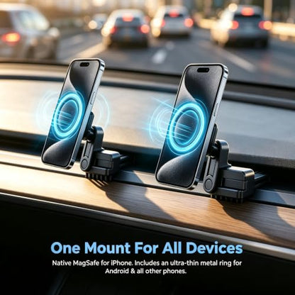 Phone Mount Designed for Tesla Model 3 (2017-2022) Model Y (2020-2023), Magnetic Phone Holder Compatible with MagSafe for iPhone 17 16 Pro Max Plus 15 14 13 12