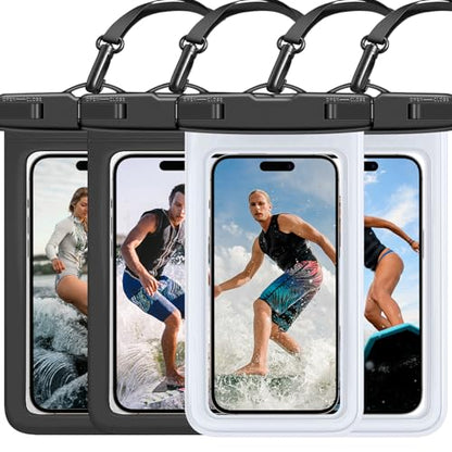 Waterproof Phone Pouch IP68 Floating Waterproof Phone Case, Dry Bag Beach Cruise Essentials with Adjustable Lanyard for iPhone 16 Pro Max / 15 Pro/Galaxy S24 S23 (Black & Clear) - color: Black & Clear