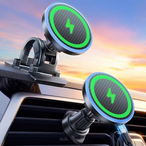 Estbuc 2-in-1 15W Magsafe Car Mount Charger, Magnetic Wireless Car Charger
