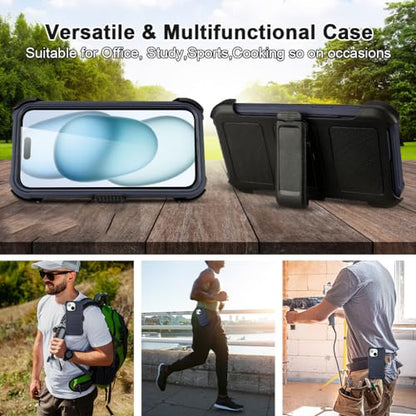 for Defender Case iPhone 13 Phone Case with Belt Clip Heavy Duty Navy Blue | Protective iPhone13 Cases Kickstand Rugged with 2 Layers of Sturdy, Shockproof Phone Cover for iPhone 13 Case Black 6.1 inch - color: Navy Blue