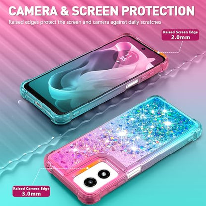 for Moto G Play 2024 Case with Screen Protector, Pink Blue - color: Pink and Blue