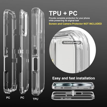 Follaroma for iPhone 16 Case, Heavy Duty Shockproof Protection Phone Cases, Anti-Drop, Dual Layer Transparent Protective Cover Compatible with iPhone 16, 6.1 inch,Crystal Clear - color: Clear, size: iPhone 16 6.1‘’
