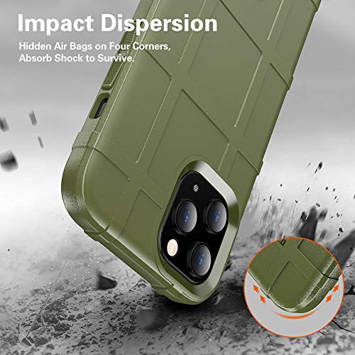 Rugged Shield TPU Thick Solid Armor Tactical Protective Case Compatible with iPhone 12 Pro Max (6.7 inches) - Army Green - color: Army Green, size: iPhone 12 Pro Max