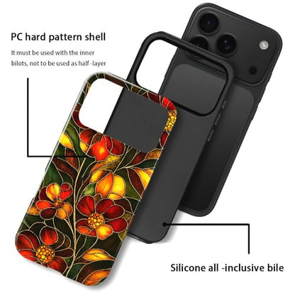 Compatible with iPhone 17 Pro,Anti-Scratch Glossy Case Cover,Stained Glass Flower 03 - color: Stained Glass Flower 03, size: IPhone 17 Pro