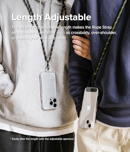 Ringke Holder Link Black, Adjustable Crossbody Strap with Cell Phone Tether Tab, Universal Multifunctional Lanyard Patch - color: Charcoal & Gray