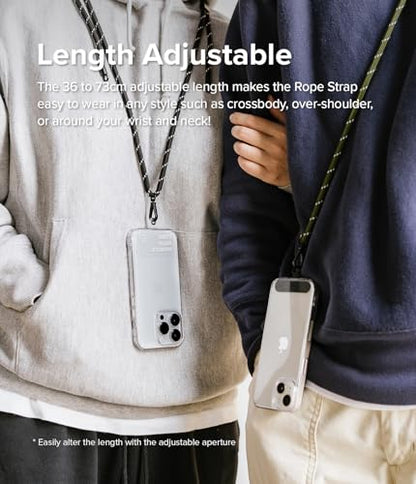 Ringke Holder Link Black, Adjustable Crossbody Strap with Cell Phone Tether Tab, Universal Multifunctional Lanyard Patch - color: Charcoal & Gray