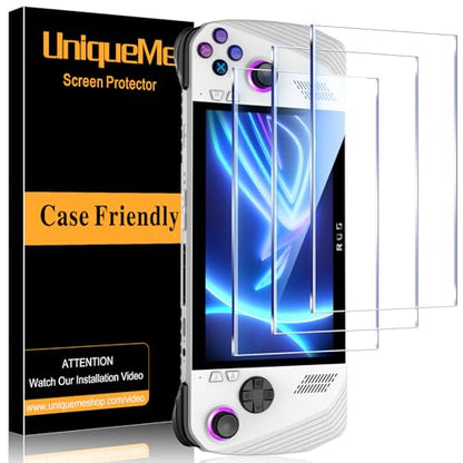 UniqueMe [3 Pack] Screen Protector Compatible with ASUS ROG Ally Handheld 2023 7.0-inch,Tempered Glass Transparent Ultra HD Screen Protector, 9H Hardness Anti Scratch Bubble Free Anti-Fingerprint - size: 6.8 inch