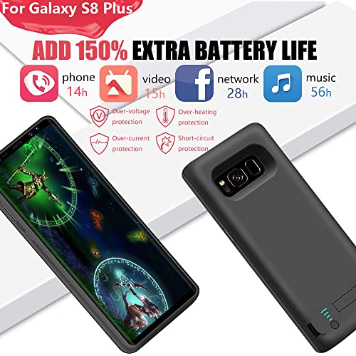 Battery Case for Samsung Galaxy S8+ Plus, 6500mAh Rechargeable Extended Battery Charging Charger Case (6.2 Inches) Black