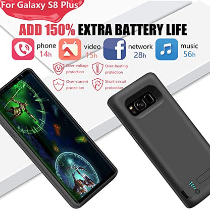 Battery Case for Samsung Galaxy S8+ Plus, 6500mAh Rechargeable Extended Battery Charging Charger Case (6.2 Inches) Black