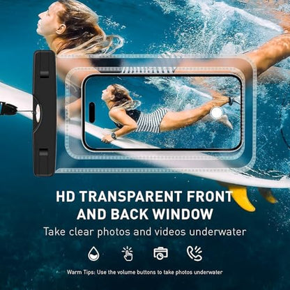 [1 Pack]-7.5" Waterproof Pouch, Waterproof Cell Phone Case Compatible for iPhone 16/15/14/13/12 Pro Max/11/11 Pro/SE/Xs Max/XR/8P/7 Galaxy, Phone Dry Bag for Beach Kayaking Travel - color: A1-1 Pack-Black-7.5"