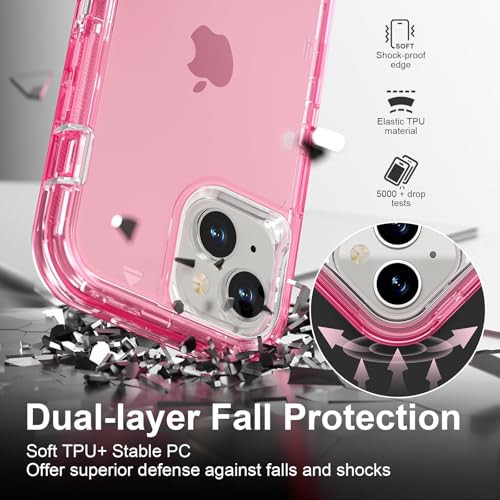 Follaroma for iPhone 15 Case, Heavy Duty Shockproof Protection Phone Cases, Anti-Drop, Dual Layer Transparent Protective Cover Compatible with iPhone 15, 6.1 inch,Crystal Pink - color: Pink, size: iPhone 15 6.1‘’