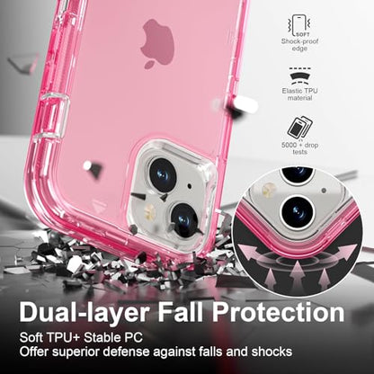 Follaroma for iPhone 15 Case, Heavy Duty Shockproof Protection Phone Cases, Anti-Drop, Dual Layer Transparent Protective Cover Compatible with iPhone 15, 6.1 inch,Crystal Pink - color: Pink, size: iPhone 15 6.1‘’