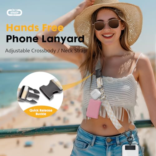 Icycay Phone Lanyard Crossbody Strap Adjustable Teacher Women Checkered - color: Checkered Apricot