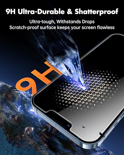 UNBREAKcable 4PCS Screen Protector for iPhone 13 Pro - 2 Privacy Tempered Glass+2 Clear Glass Double Shatterproof [Installation Frame] [9H Hardness] [Case Friendly] Anti-Scratch for iPhone 6.1 inch - size: iPhone 13 Pro