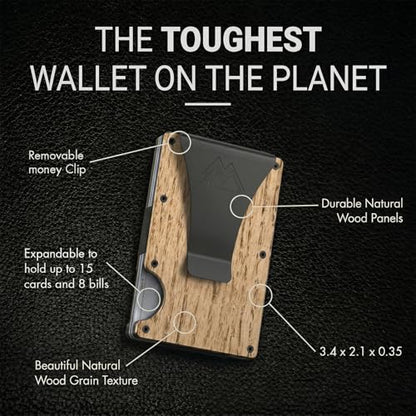 Mountain Voyage Minimalist Wallet for Men - Slim RFID Wallet, Scratch Resistant, Credit Card Holder & Money Clip, Easily Removable Money & Cards, Mens & Womens Wallets (Beech Wood Carbon) - color: Beech Wood Carbon
