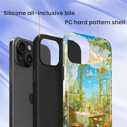 Case for iPhone 15, Shockproof Hybrid Protective Phone Case, Dual-Layer Drop Protection Anti-Scratch, Sunny Garden - color: Sunny Garden, size: iPhone 15