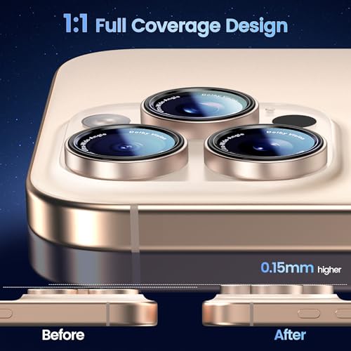 CACOE Camera Lens Protector for iPhone 14/15/16/17 Pro/Pro Max Cover - color: Desert Gold