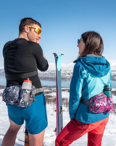 WATERFLY Fanny Pack Waist Bag: Waist Pack for Women Men with Water Bottle Holder Hiking Fanny Pack for Running Walking DogWalking Travel Cycling - color: Rose red flower