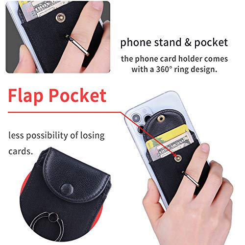 Self Adhesive Card Holder for Back of Phone with Ring Stand - Gray - color: (Finger Ring Gray)