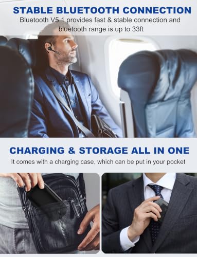 Bluetooth Headset with microphone, Wireless Bluetooth Earpiece for work