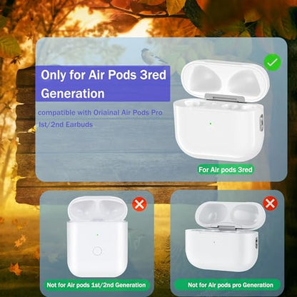 Replacement Charging Case Compatible with AirPods 3nd Generation, Wireless & Wired Charging Case with Bluetooth Pairing Sync Button Earbuds Not Included（USB-C）