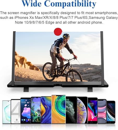 16" Screen Magnifier for Cell Phone – 3D HD Magnifing Screen Enlarger Projector for Movies Videos and Gaming – Foldable Mobile Phone Stand Holder with Screen Amplifier (Red-16‘’) - size: Red-16‘’