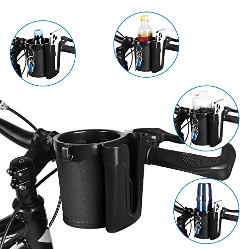 Accmor 3-in-1 Bike Cup Holder with Cell Phone Keys Holder, Bike Water Bottle Holders, Universal Bar Drink Cup Can Holder for Bicycles, Motorcycles, Scooters, Black - color: Black