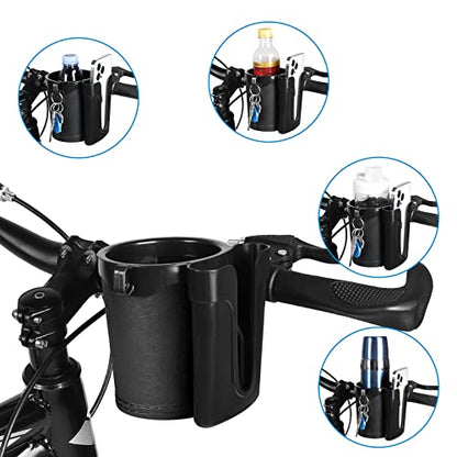 Accmor 3-in-1 Bike Cup Holder with Cell Phone Keys Holder, Bike Water Bottle Holders, Universal Bar Drink Cup Can Holder for Bicycles, Motorcycles, Scooters, Black - color: Black