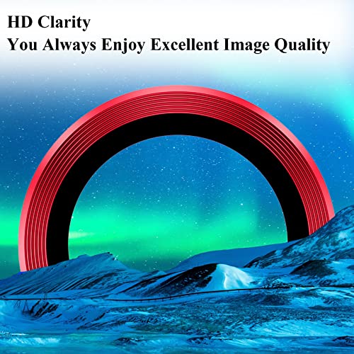Premium Alloy Metal Camera Lens Protector Compatible for iPhone 14 / Plus Accessories Camera Ring Cover Screen Protector,Scratch/Shatter/Water/Fog-Proof [Ultra Clear/Thin] - Red
