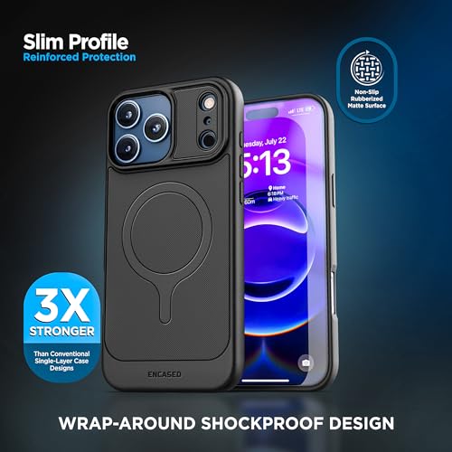 Encased Thin Armor for iPhone 17 Pro Max Case with Belt Clip Holster | Slim Flexible TPU Cover (Compatible with MagSafe) Black - size: iPhone 17 Pro Max