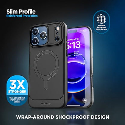 Encased Thin Armor for iPhone 17 Pro Max Case with Belt Clip Holster | Slim Flexible TPU Cover (Compatible with MagSafe) Black - size: iPhone 17 Pro Max