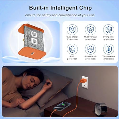 20W iPhone Charger Fast Charging 3-Pack with 6FT USB C to USB Cable, Orange - color: Orange