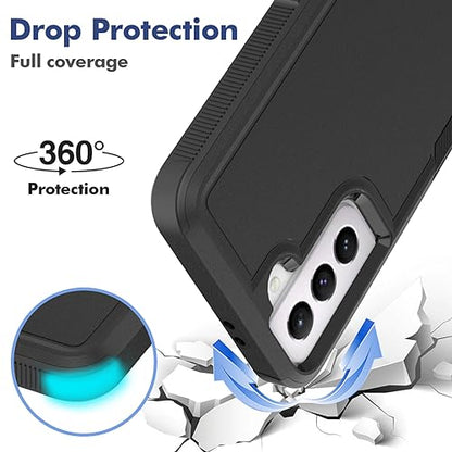for Samsung Galaxy S21 Case: Dual Layer Protective Heavy Duty Cell Phone Cover Shockproof Rugged with Screen Protector - Military Protection Bumper Tough - Samsung Galaxy S21 5G 2021, 6.2 inch, Black - color: Black (PC) + Black (TPU)