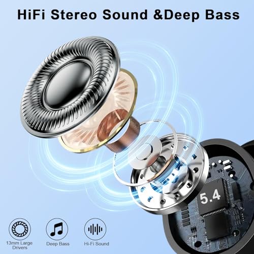 Wireless Earbuds, Bluetooth 5.4 Headphones, 75H Deep Bass Sound, Earhook - color: Jet-Black