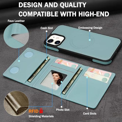 for iPhone 12 Wallet Case, 2-in-1 Detachable Phone Case, Card Holder RFID Blocking, Fashionable Faux Leather Card Slot & Folding Design (Blue 6.1'') - color: Blue, size: iPhone 12/12pro
