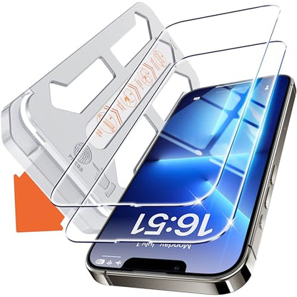 Screen Protector for iPhone 13 Pro Max / 14 Plus 6.7 inch [Auto Dust Elimination] Full Coverage Tempered Glass Film 9H+ Military-Grade Protection,[No Bubbles No Dust] [2 Pack] - size: iPhone 13 Pro Max/14Plus