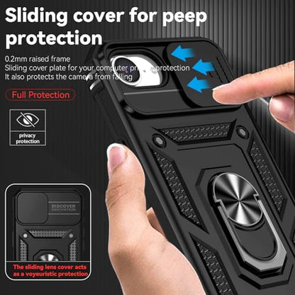 for iPhone 17E / iPhone 16E Case, with Camera Lens Cover HD Screen Protector, Dual Layer Military-Grade Drop Tested Magnetic Ring Holder Kickstand Protective Phone Case for iPhone 16E / 17E (Black) - color: Black with camera cover Military-Grade 2nd gen