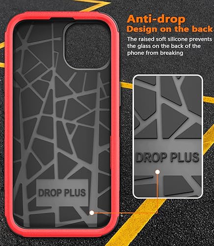 Diverbox for iPhone 15 Pro Case [Shockproof] [Dropproof] [Tempered Glass Screen Protector ],Heavy Duty Protection Phone Case Cover for Apple iPhone 15 Pro 6.1 inch (Red) - color: Red