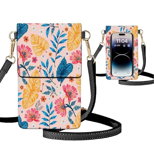 Small Crossbody Bags for Women Touchscreen Cell Phone Bag Cross Body Purses with adjustable Strap,Gifts For Teenage Girls - color: Boho Florals